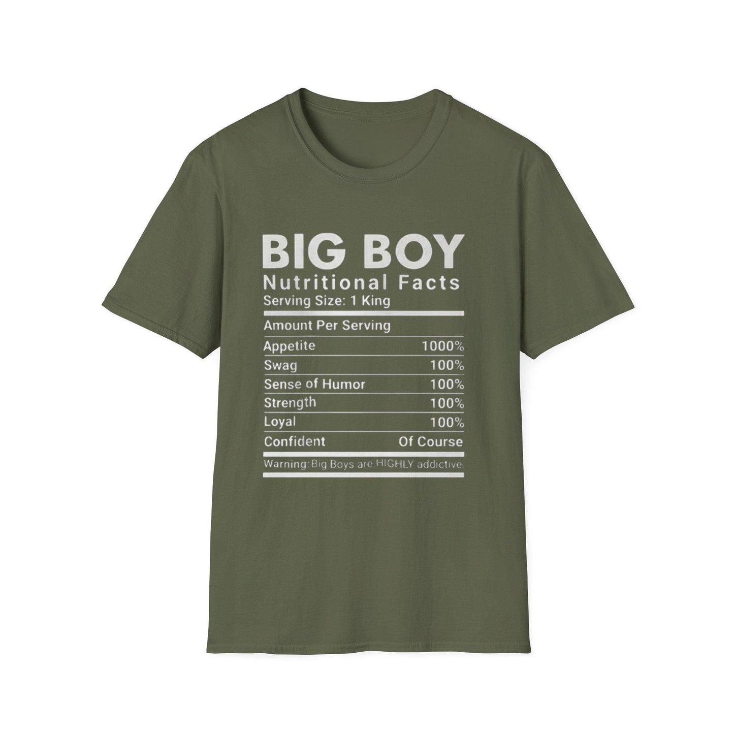 Funny Big Boys Nutritional Facts Tee: Sarcastic Humor Graphic T-Shirt