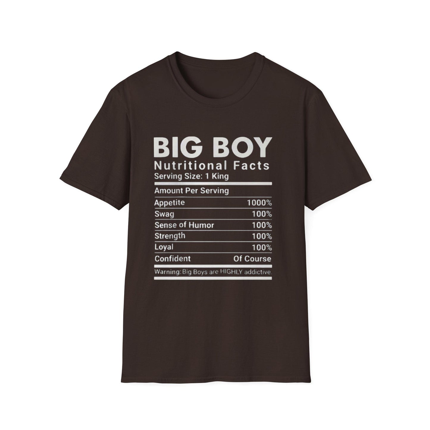 Funny Big Boys Nutritional Facts Tee: Sarcastic Humor Graphic T-Shirt