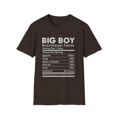 Funny Big Boys Nutritional Facts Tee: Sarcastic Humor Graphic T-Shirt
