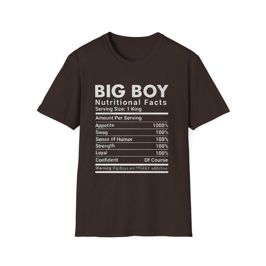 Funny Big Boys Nutritional Facts Tee: Sarcastic Humor Graphic T-Shirt