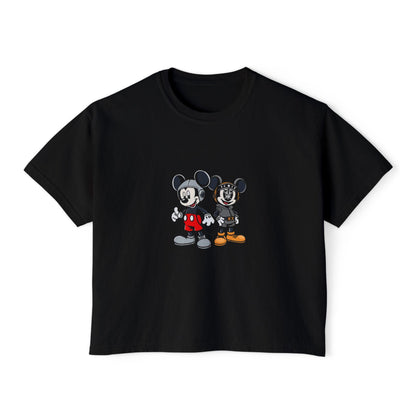 Mickey Mouse Boxy Tee Casual T-Shirt, Gift for Disney Lovers, Summer Fashion Retro Graphic Top  Cute Women Apparel
