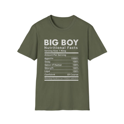 Funny Big Boys Nutritional Facts Tee: Sarcastic Humor Graphic T-Shirt
