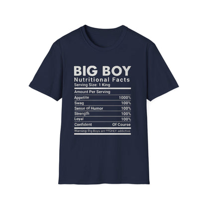 Funny Big Boys Nutritional Facts Tee: Sarcastic Humor Graphic T-Shirt
