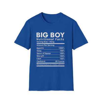 Funny Big Boys Nutritional Facts Tee: Sarcastic Humor Graphic T-Shirt