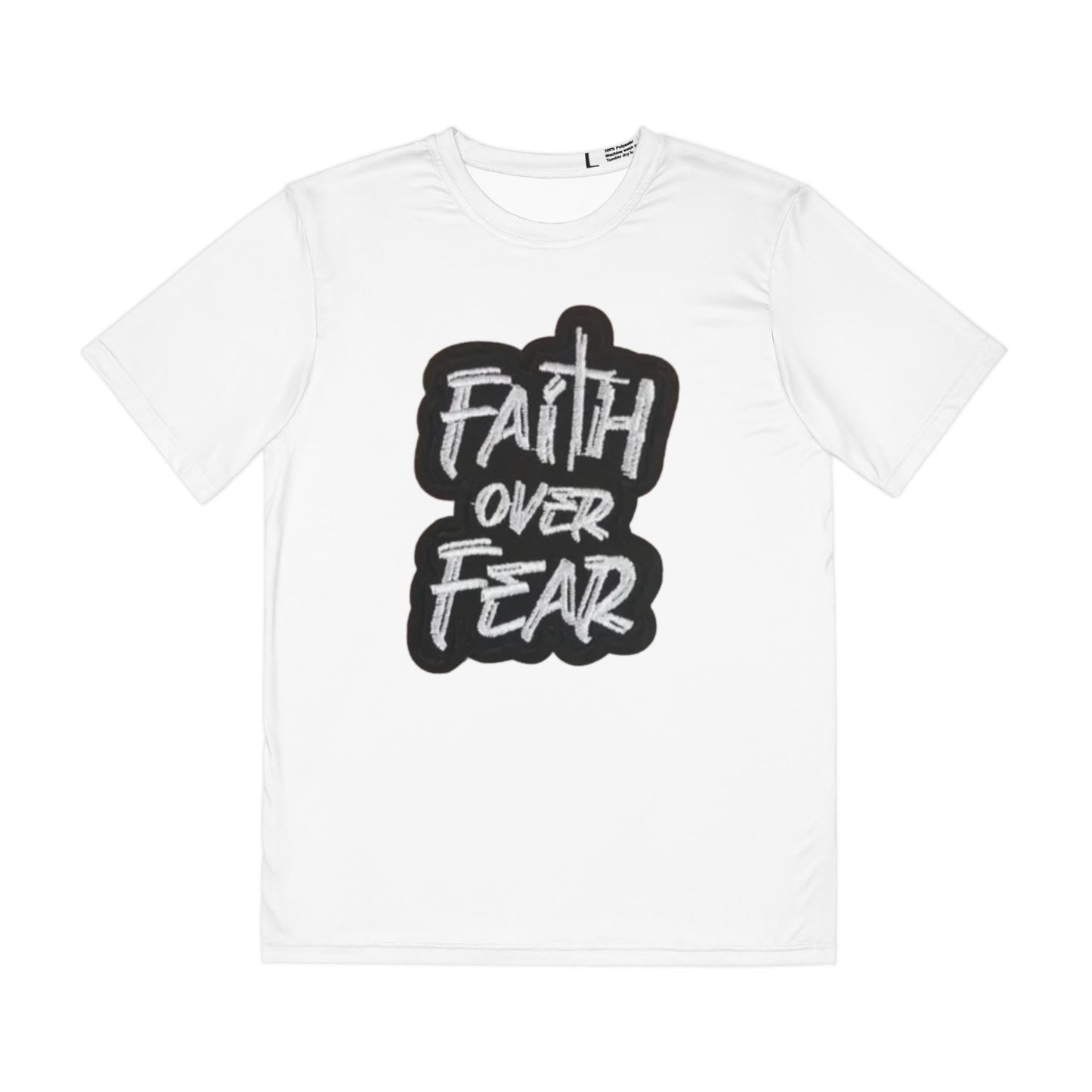 Men's Faith Over Fear Polyester Tee: Inspirational Active Wear