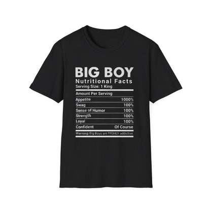 Funny Big Boys Nutritional Facts Tee: Sarcastic Humor Graphic T-Shirt