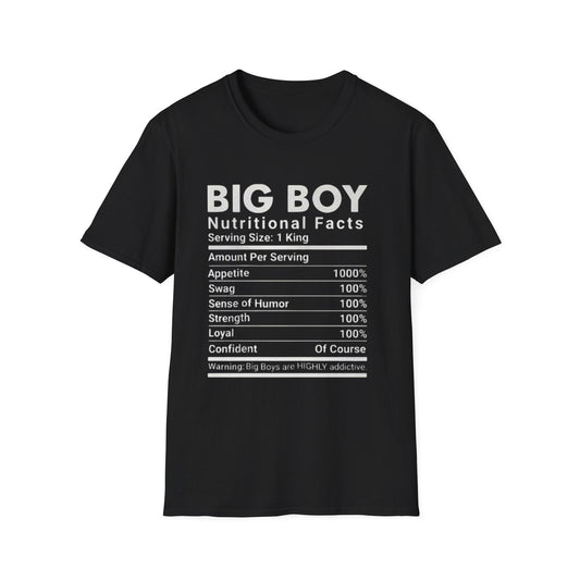 Funny Big Boys Nutritional Facts Tee: Sarcastic Humor Graphic T-Shirt