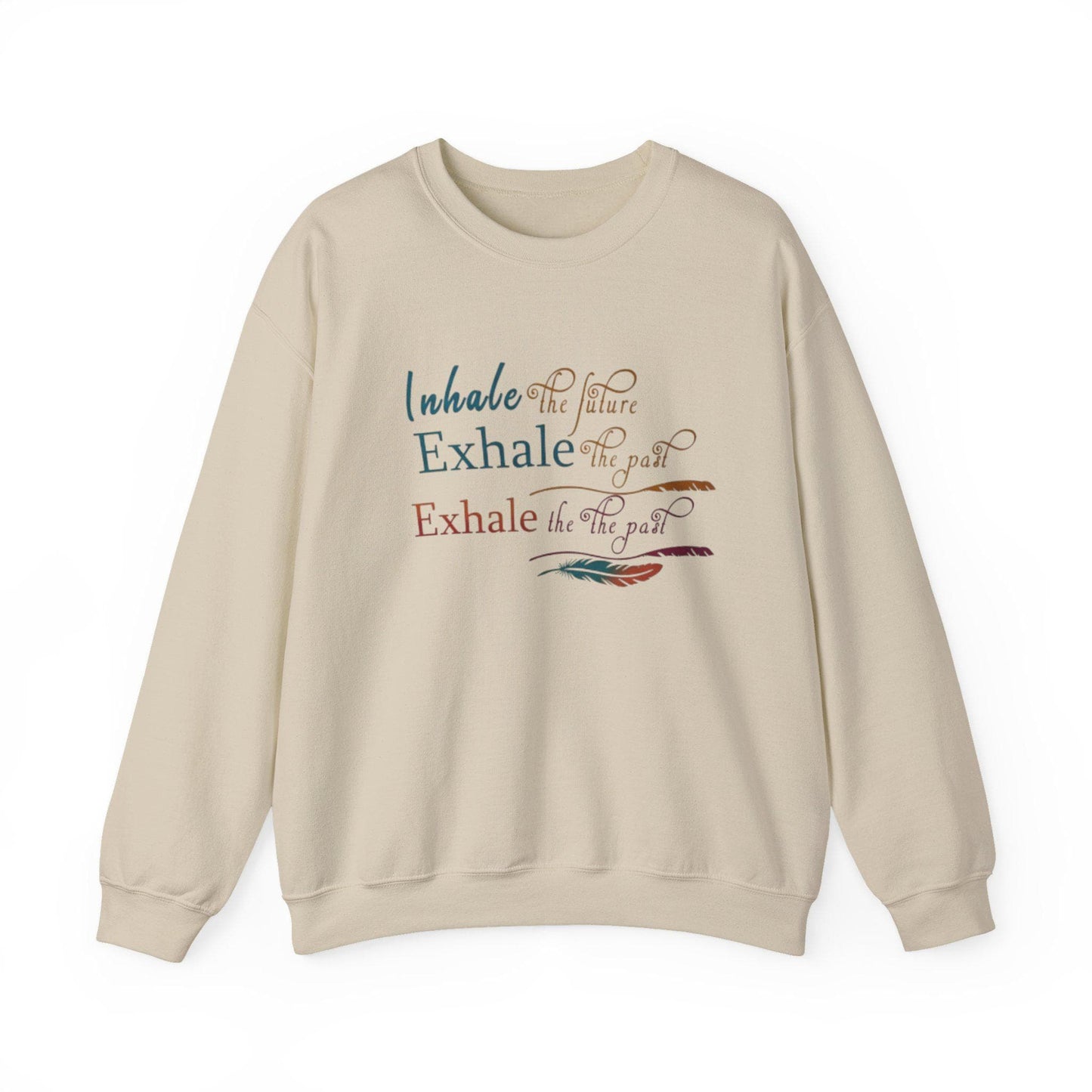 Calming Inspirational Crewneck Sweatshirt - Inhale Exhale, Relaxation Apparel, Gift for Yogis, Cozy Loungewear, Mindfulness