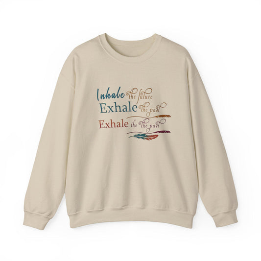 Calming Inspirational Crewneck Sweatshirt - Inhale Exhale, Relaxation Apparel, Gift for Yogis, Cozy Loungewear, Mindfulness