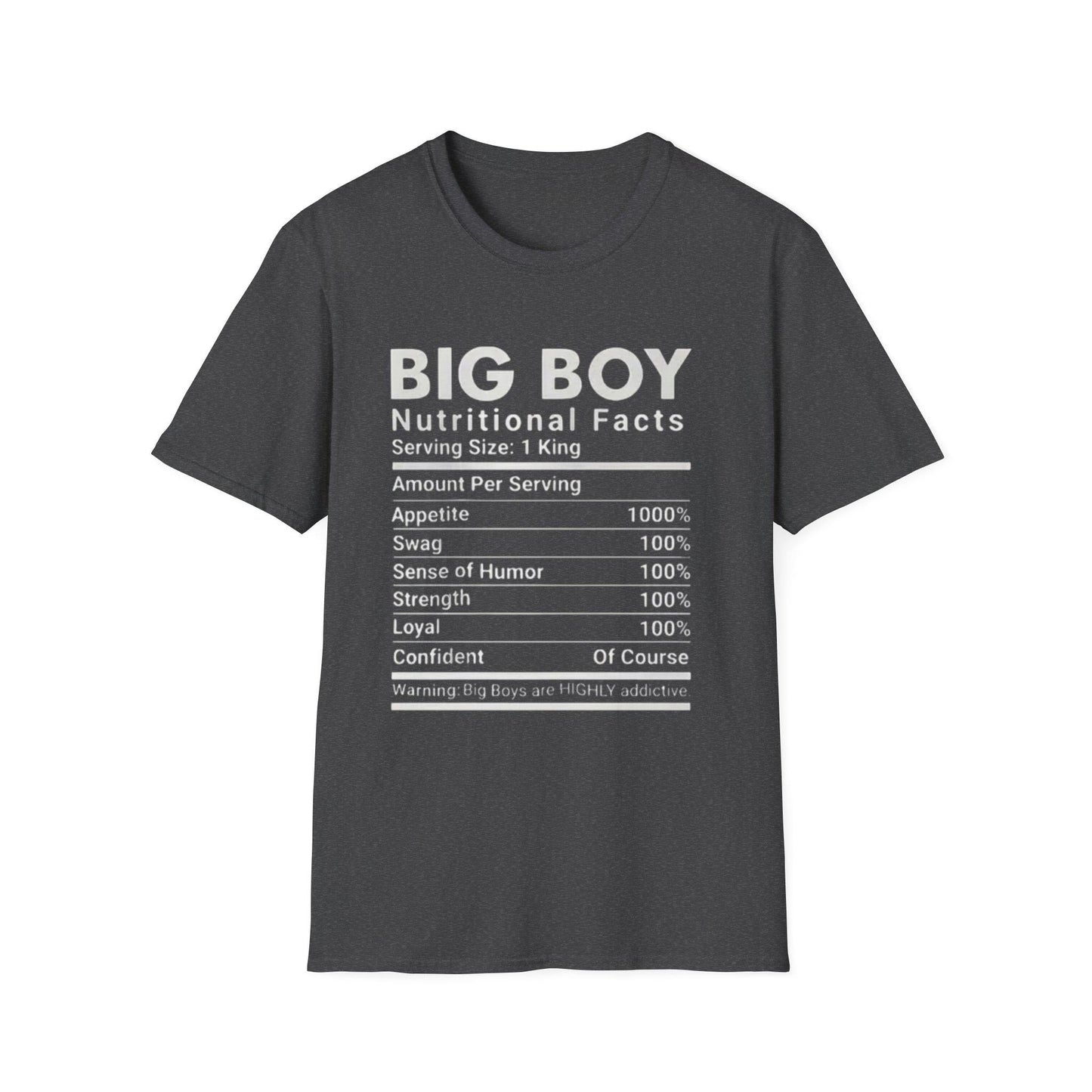 Funny Big Boys Nutritional Facts Tee: Sarcastic Humor Graphic T-Shirt