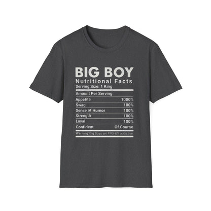 Funny Big Boys Nutritional Facts Tee: Sarcastic Humor Graphic T-Shirt
