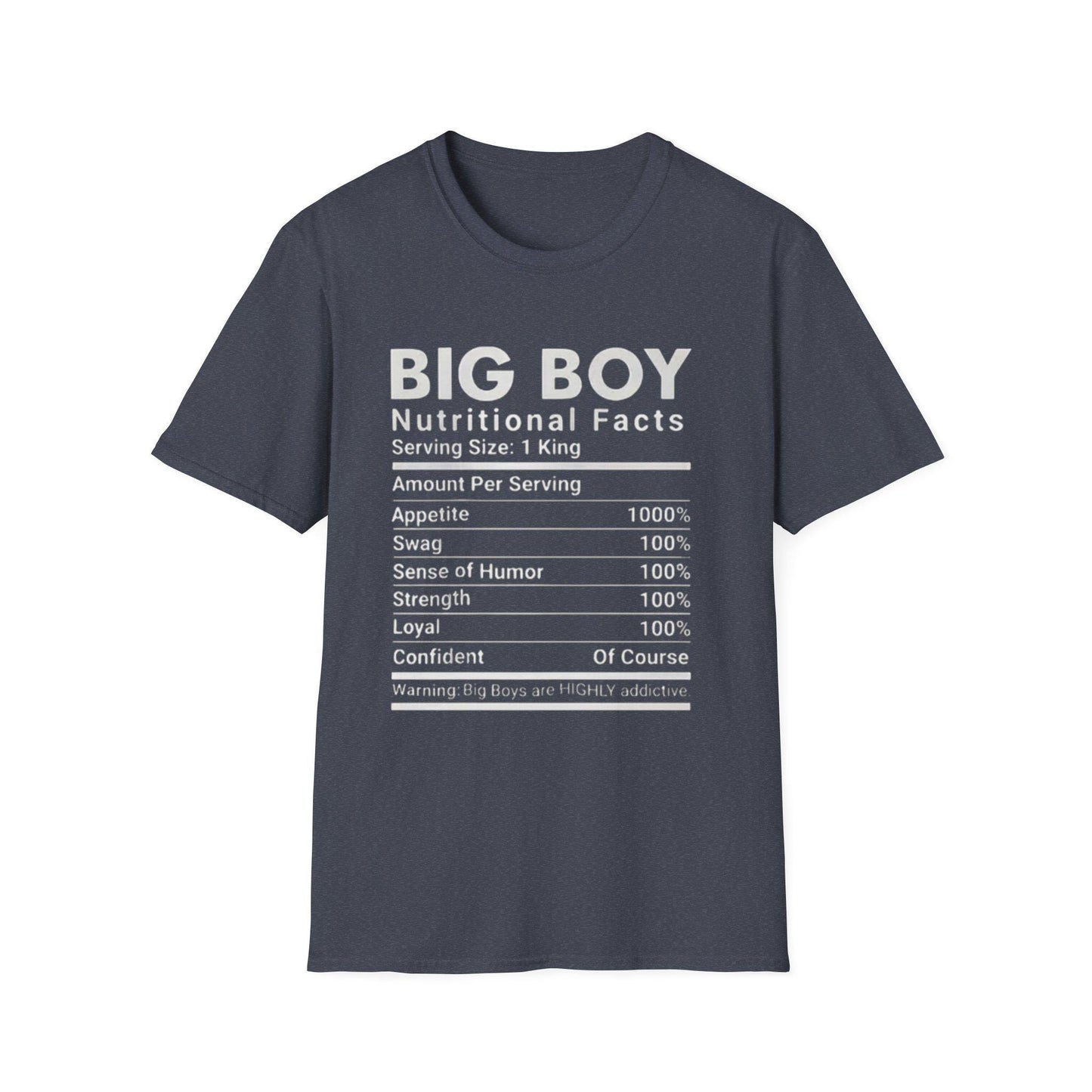 Funny Big Boys Nutritional Facts Tee: Sarcastic Humor Graphic T-Shirt