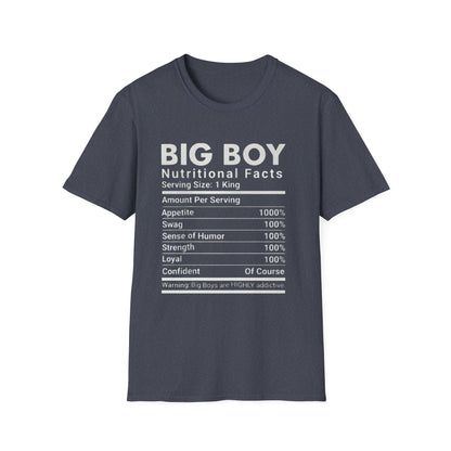 Funny Big Boys Nutritional Facts Tee: Sarcastic Humor Graphic T-Shirt